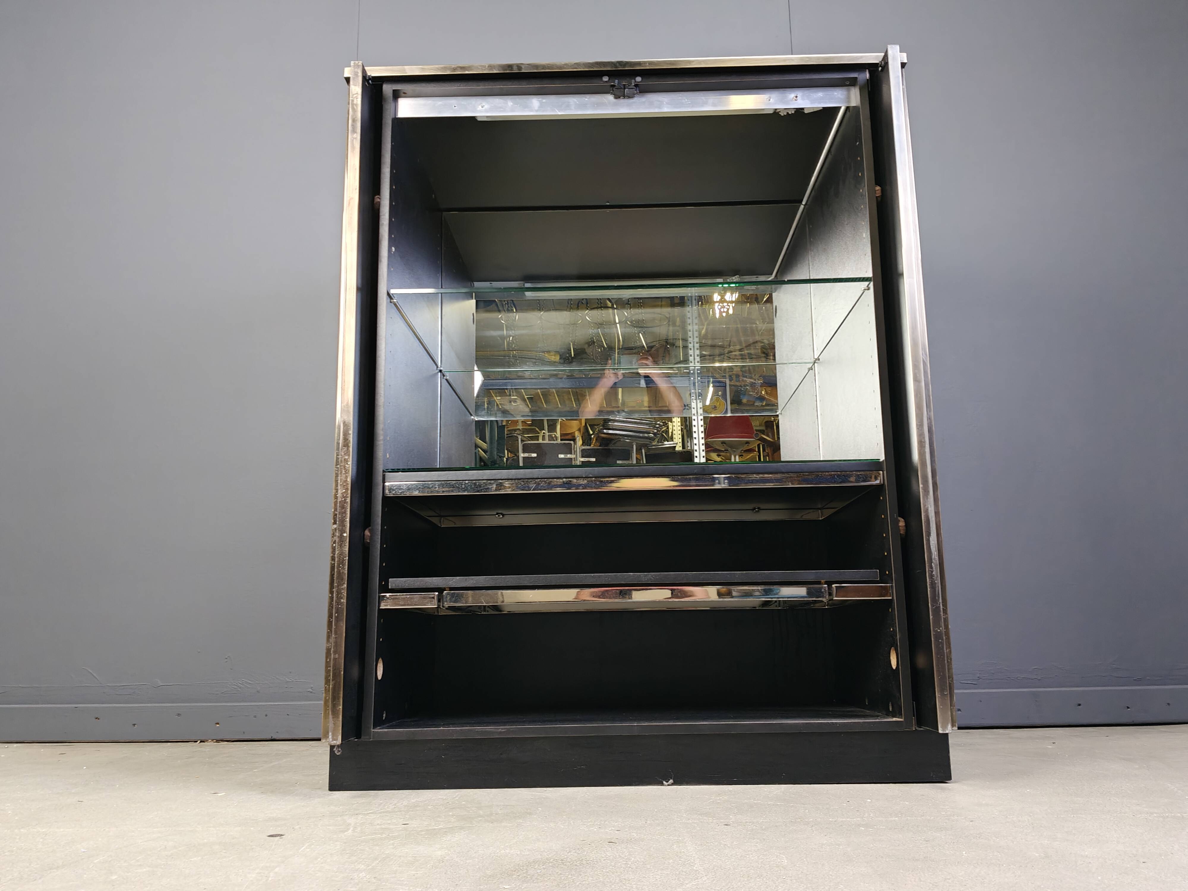 Vintage brass bar cabinet by belgochrom, 1980s