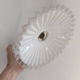 Vintage wall light in notched opaline and gilded brass