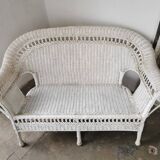 White rattan bench