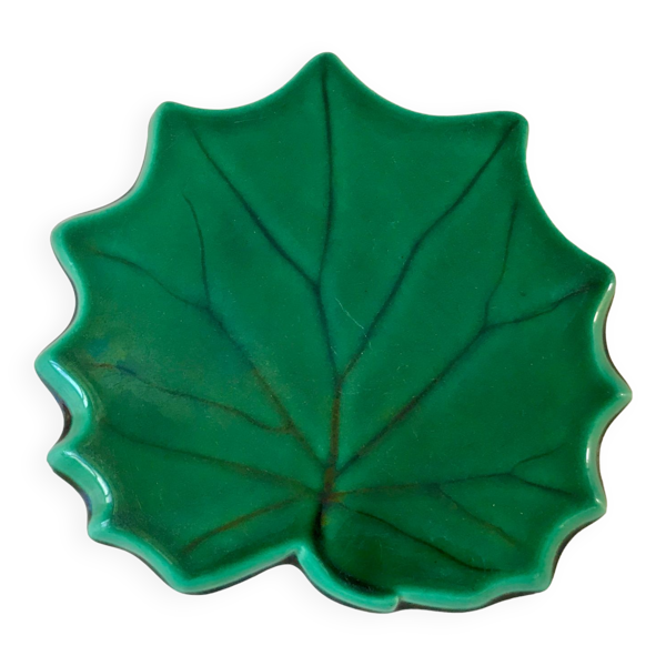 Dessous de plat feuille en barbotine années 60