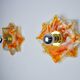 Pair of Murano Mazzega wall lights, orange frosted glass, Italy, 1970