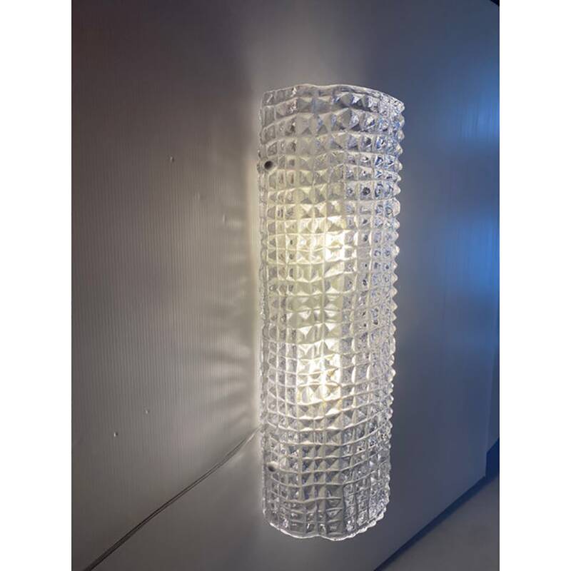 Set of Two "Crocodile" Transparent Murano Glass Wall Sconces