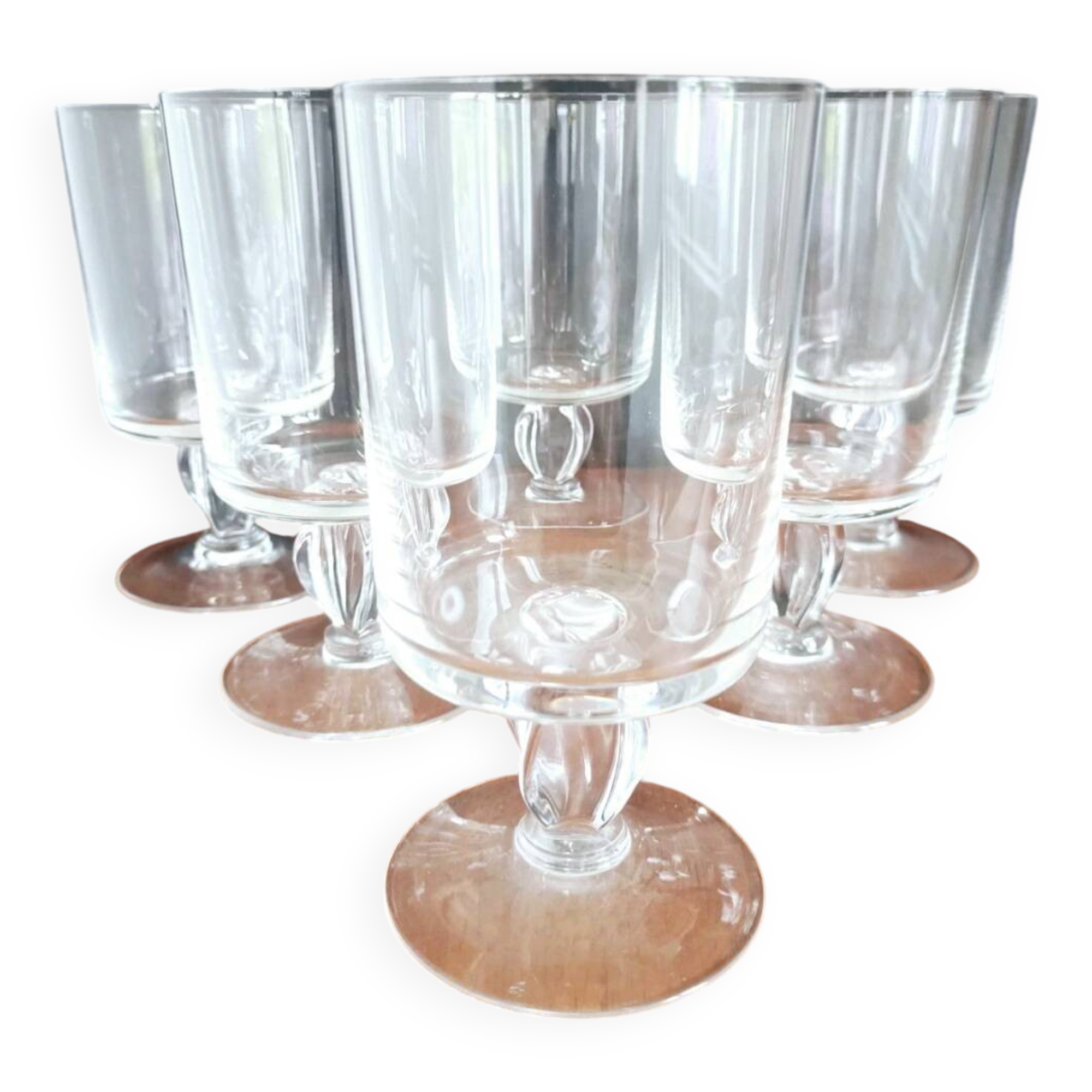 New crystal glasses with twisted feet