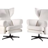 Set of 2 vintage white armchairs, Drevotar, 1970s