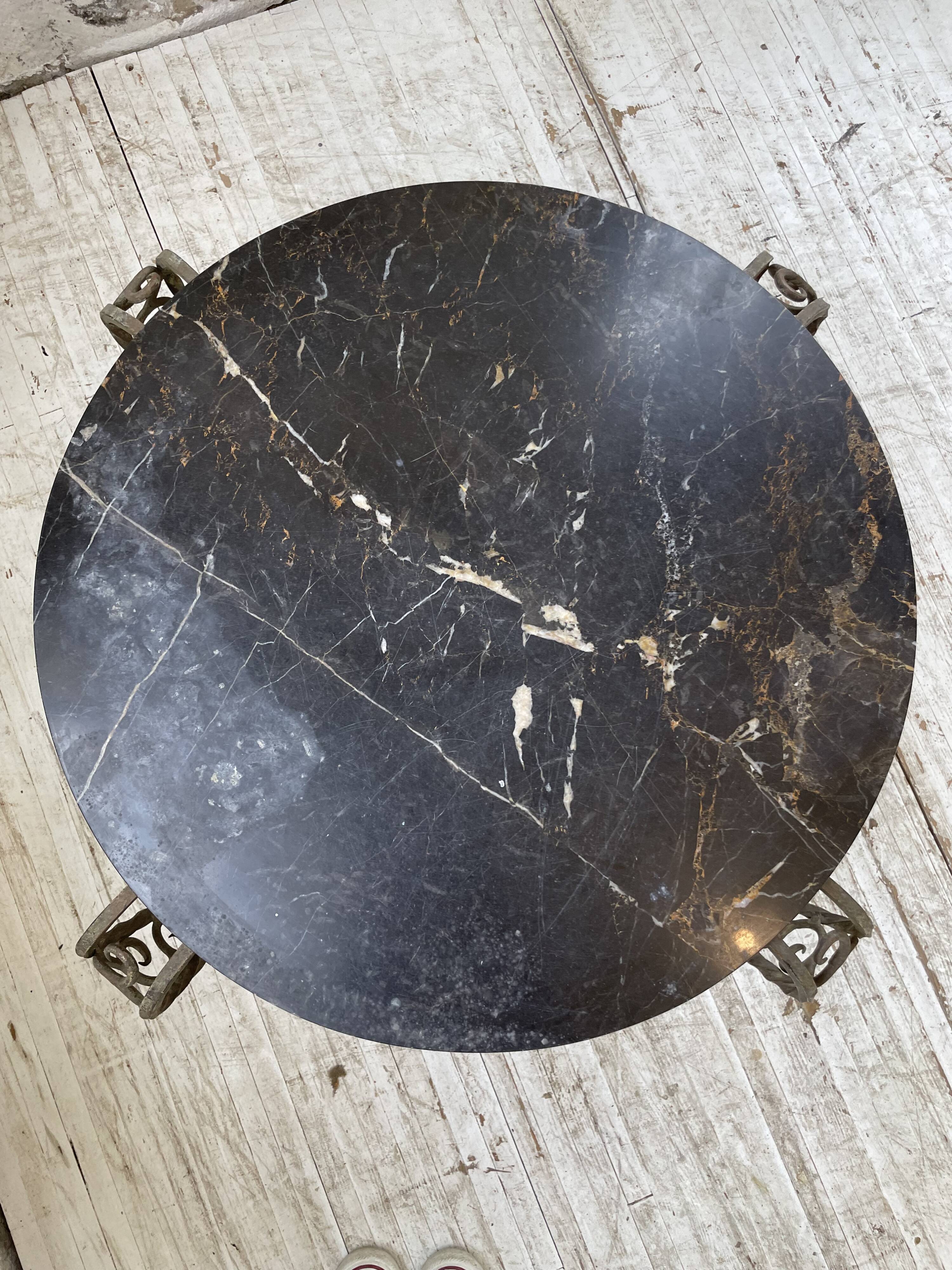 René Drouet coffee table in metal and black marble.