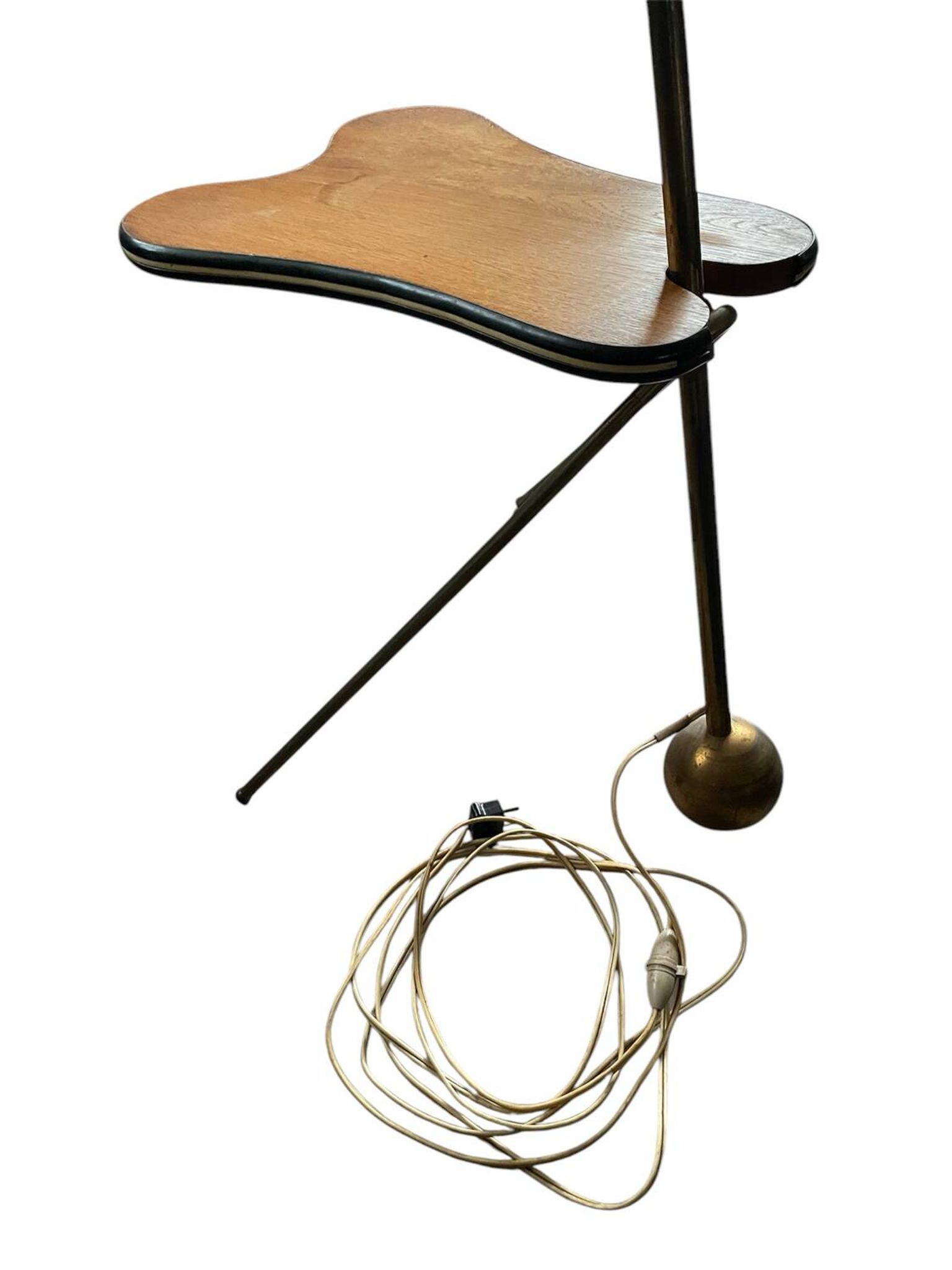 Lampadaire tripied vintage avec tablette