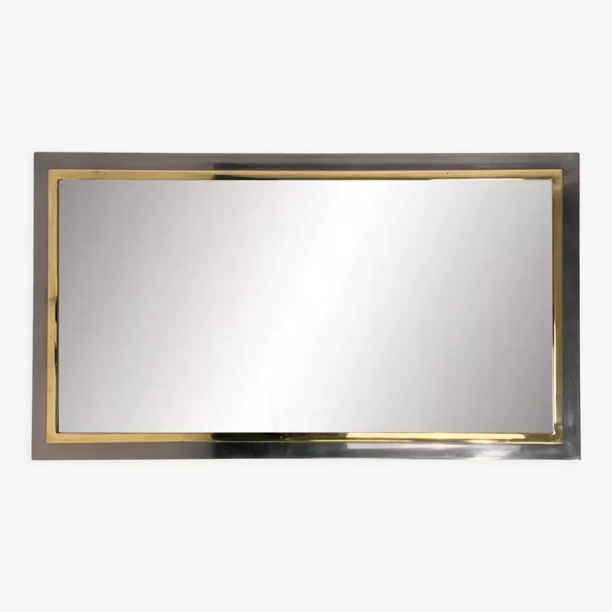Vintage mirror in varnished metal and brass by BelgoChrome