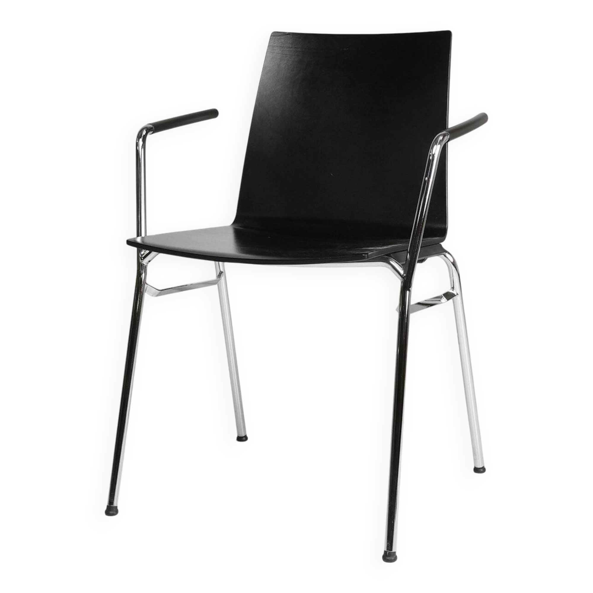 Mid-Century Modern Black Chair in with Armrests, Belgium