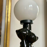 Ceramic black cat couple lamp