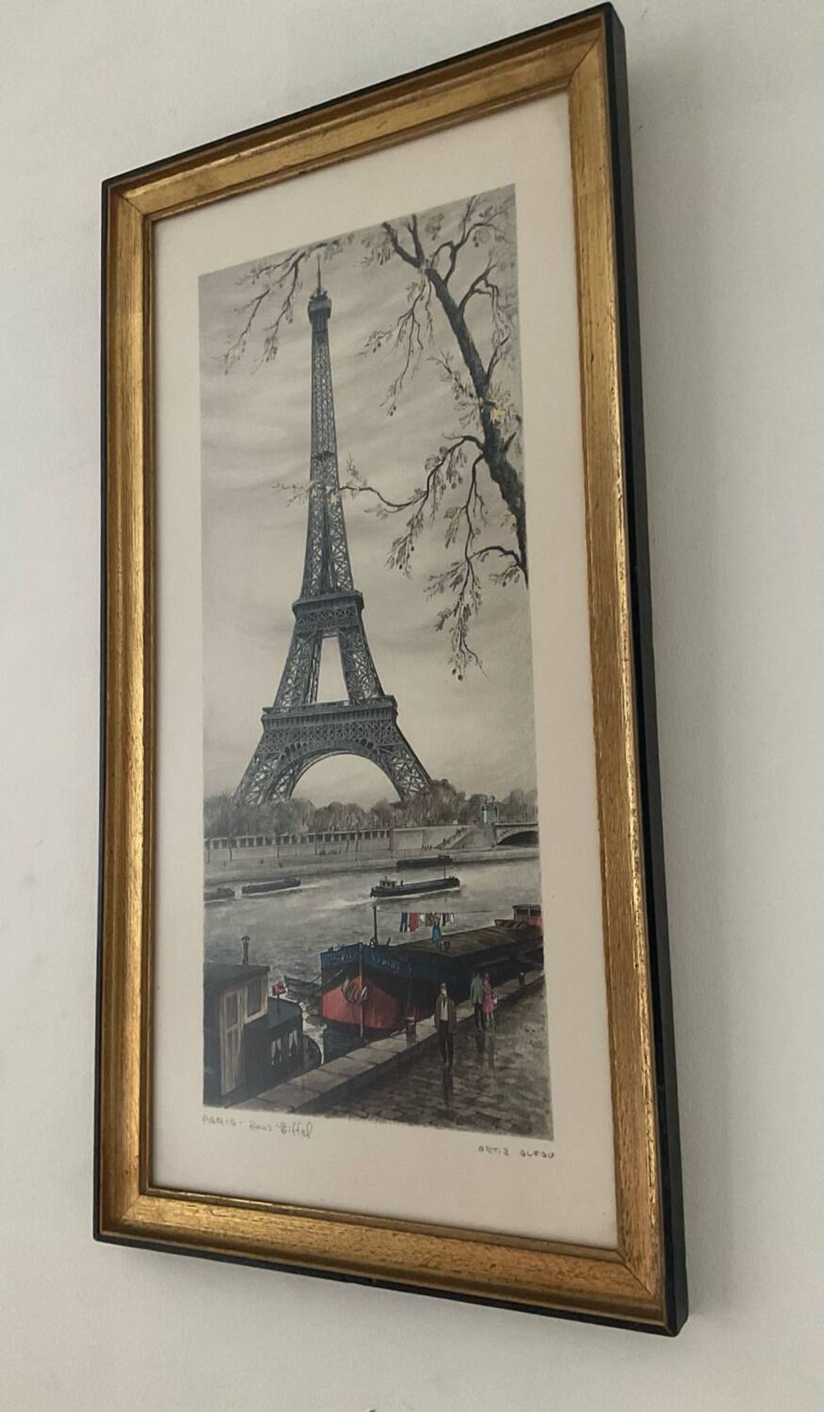 Vintage lithograph by Ortiz Alfau - Paris - the Eiffel Tower