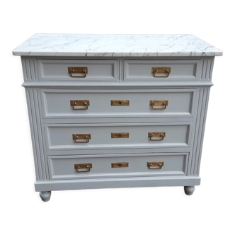 Old oak and marble chest of drawers