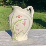Vintage pink flower slip pitcher