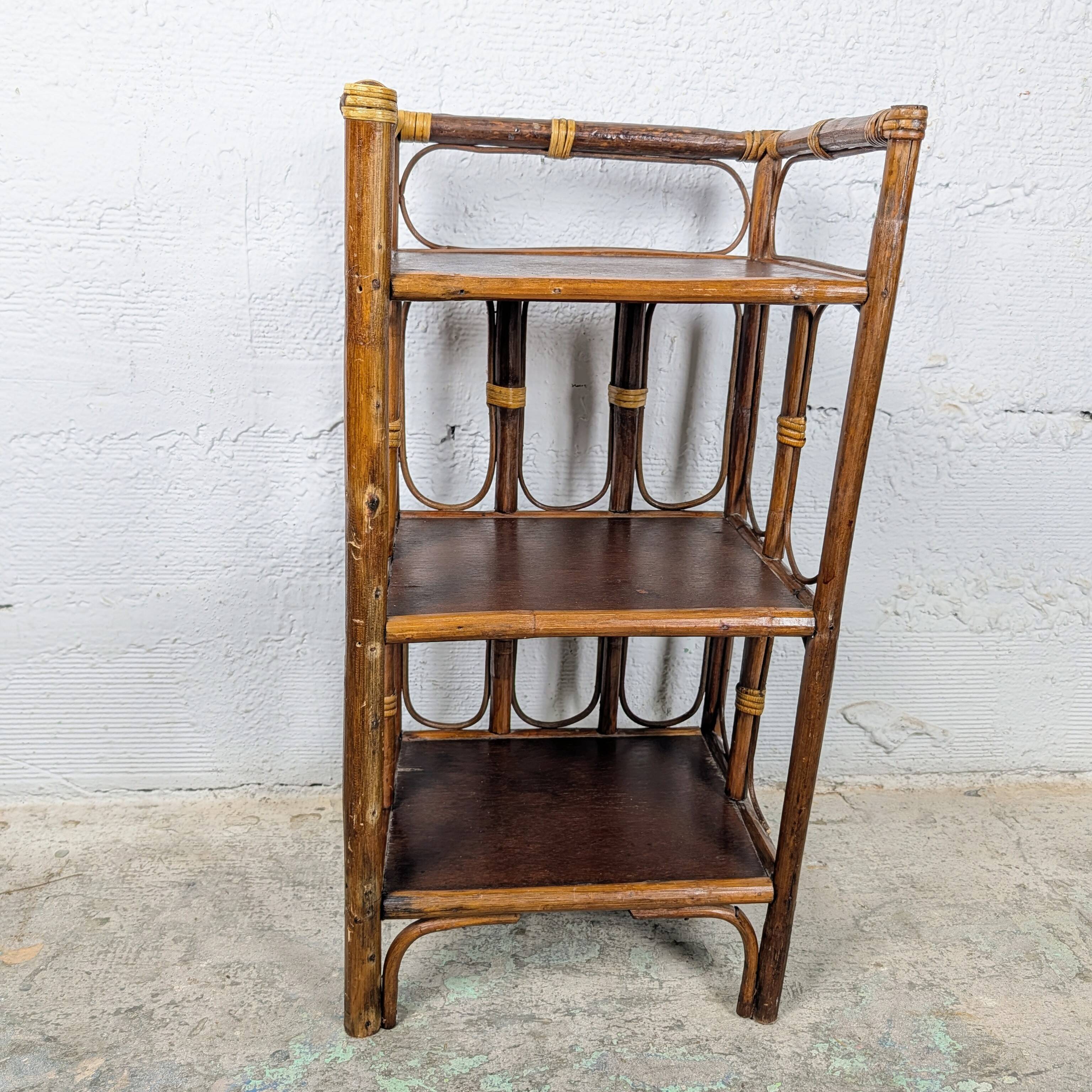 Small rattan and wood shelf