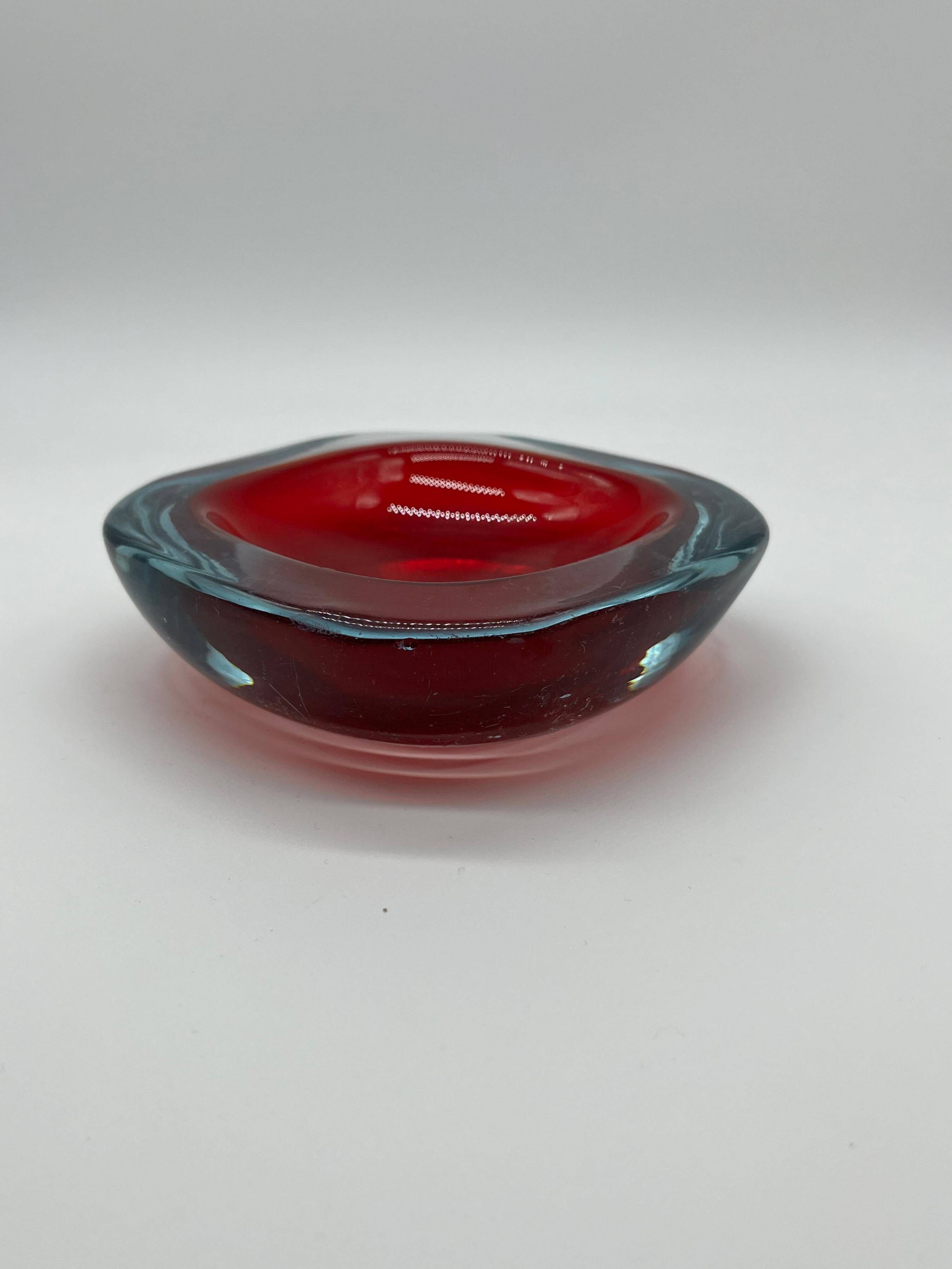Vintage red Murano "Sommerso" Glass for Coffee table , Bookcase accent