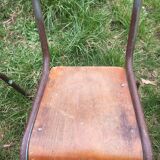 Set of 6 70s school chairs in different patinas and models