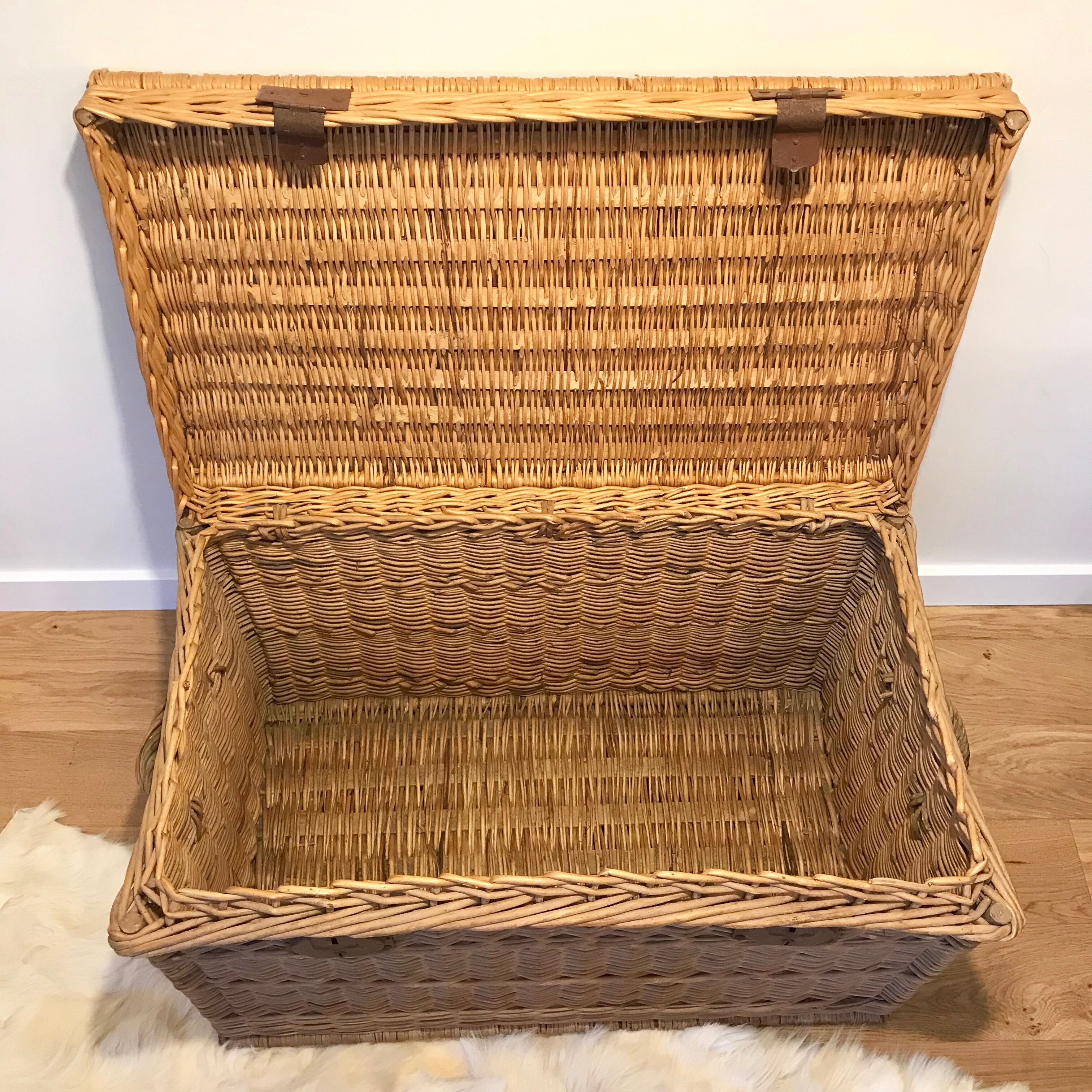 Large old wicker trunk