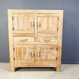 Armoire rustique en chêne massif, années 1970