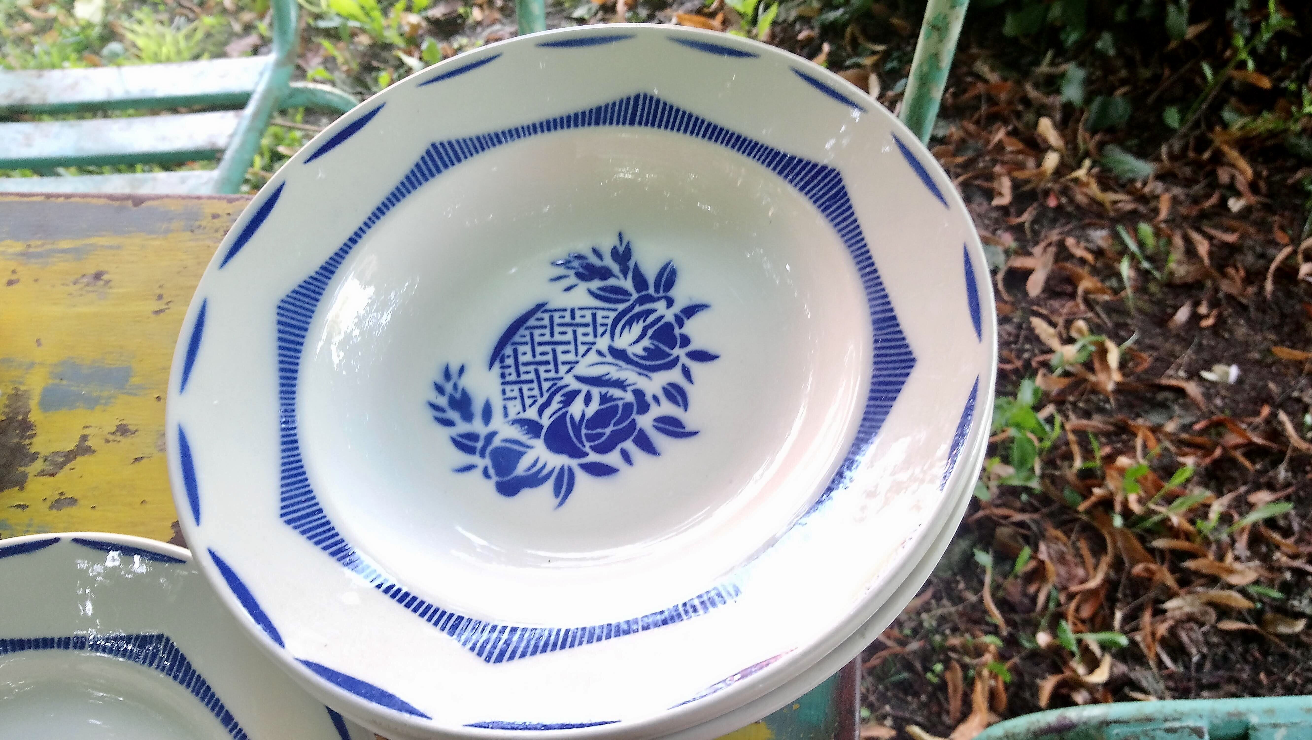 Vintage plates 50's blue