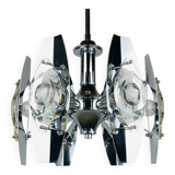 Chrome and glass lustre with lenses by Oscar Torlasco, Italy, 1960s.