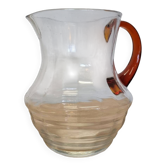 Vintage Design Water Carafe With Amber Glass, 1930/50s