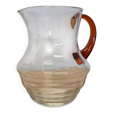 Carafe à eau vintage en verre ambré, années 1930/50