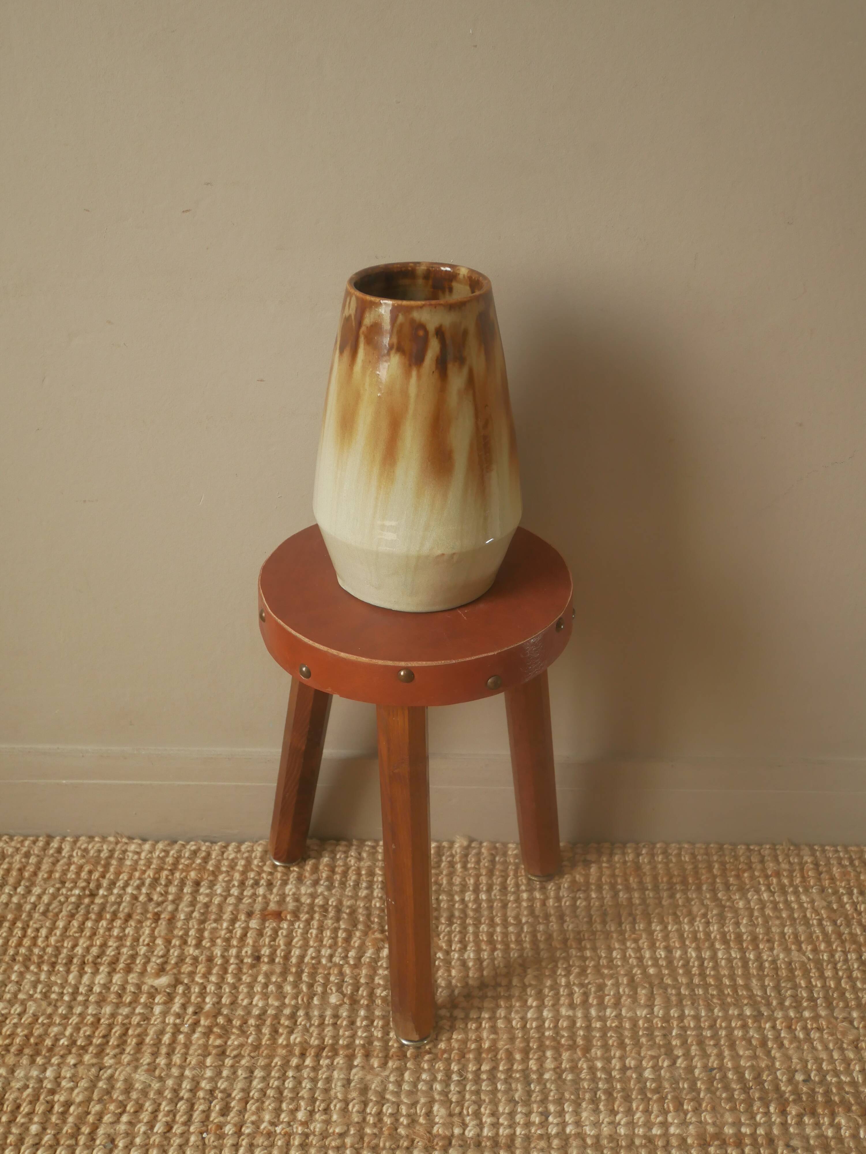 Ceramic vase signature Joseph Talbot La Borne artisanal manufacturing 50s handmade pottery