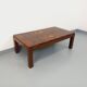Table basse rectangulaire vintage en orme et loupe d’orme des années 70