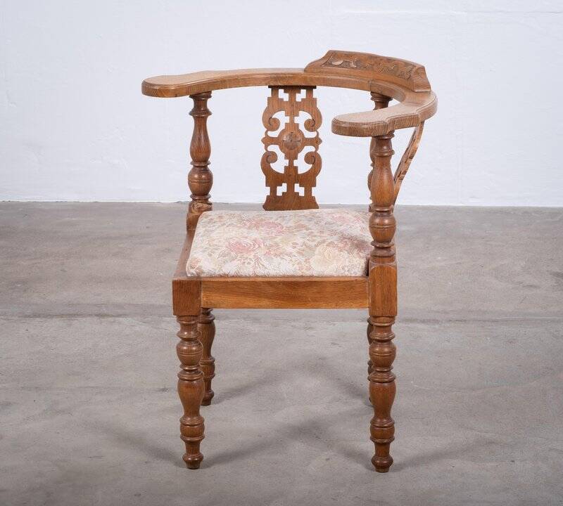 Vintage Danish Oak Corner Chair, 1940s