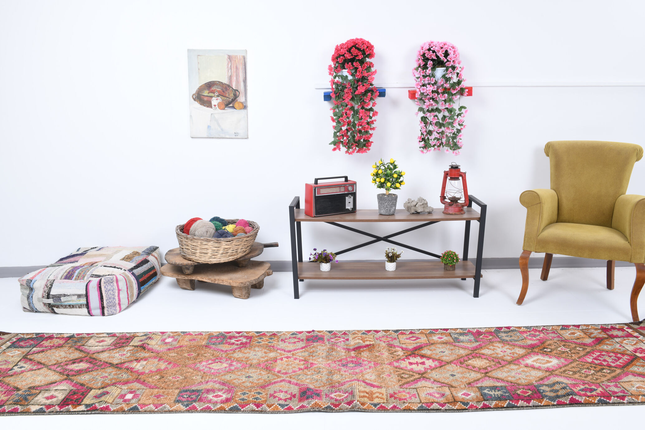 2x12 Narrow Vintage Runner Rug, 76x363Cm