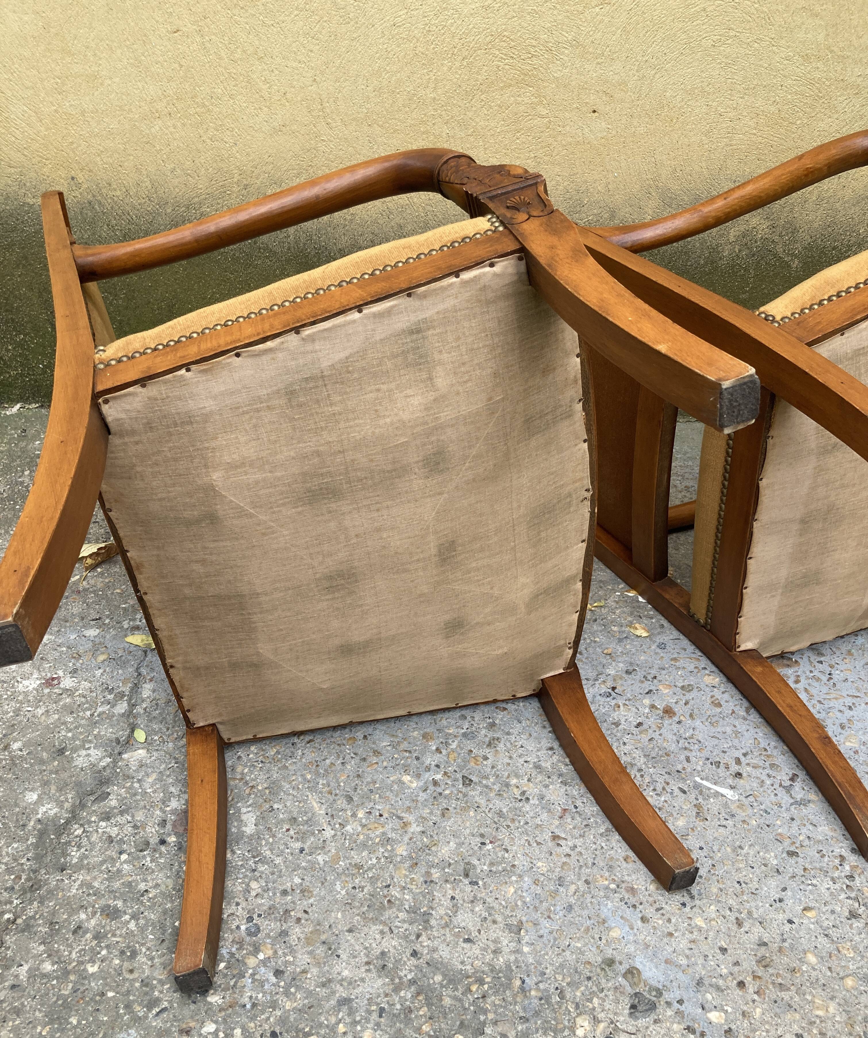 Pair of mustard-colored armchairs - classic style
