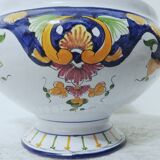 Hand-painted old Rouen earthenware soup tureen