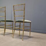 Pair of brass faux bamboo chairs, 1960s