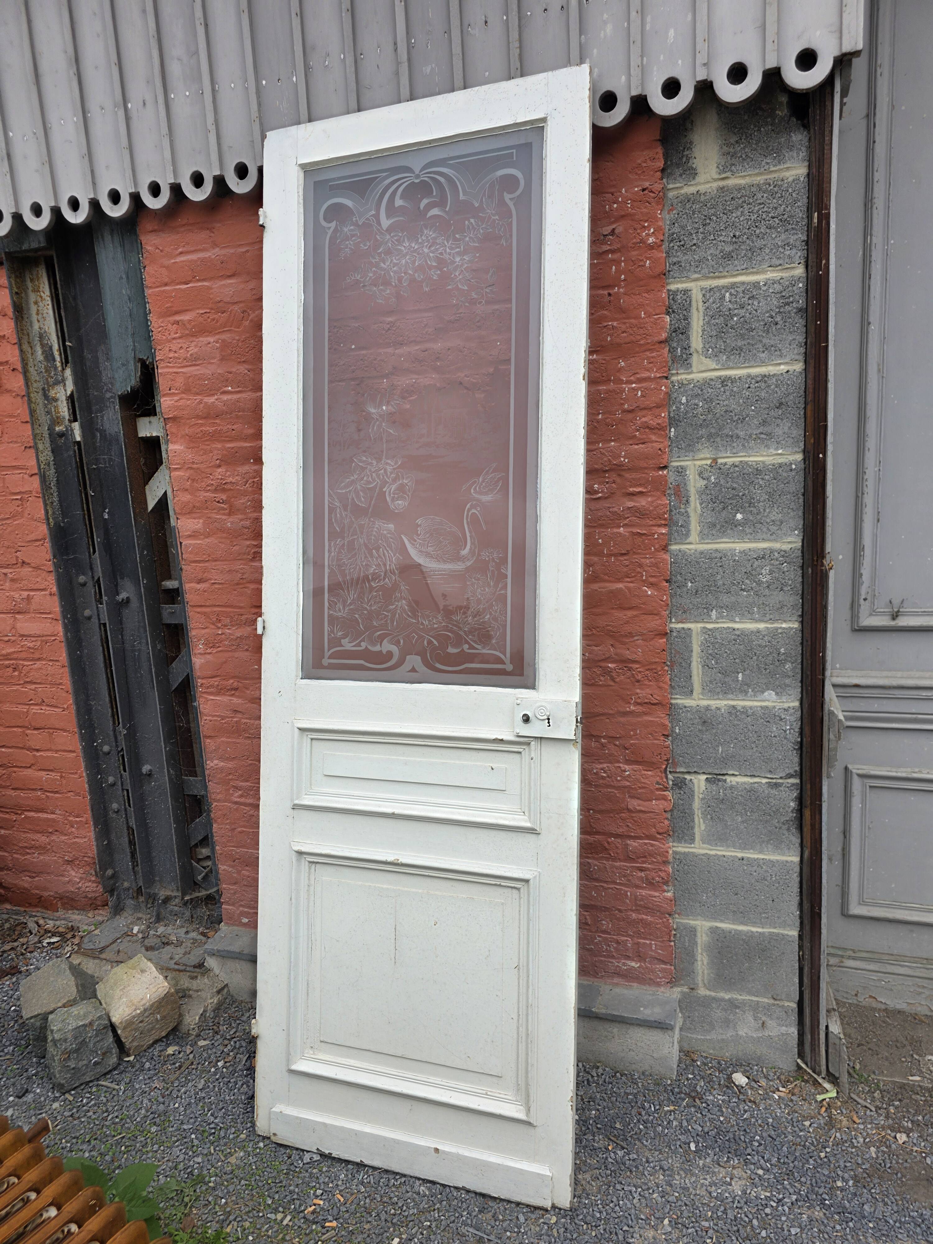 Engraved glass door, late 19th century.