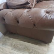 Mid-Century, Chesterfield sofa, natural leather