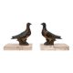 Pair of Art Deco marble and bronze “Dove” bookends, France 1930s