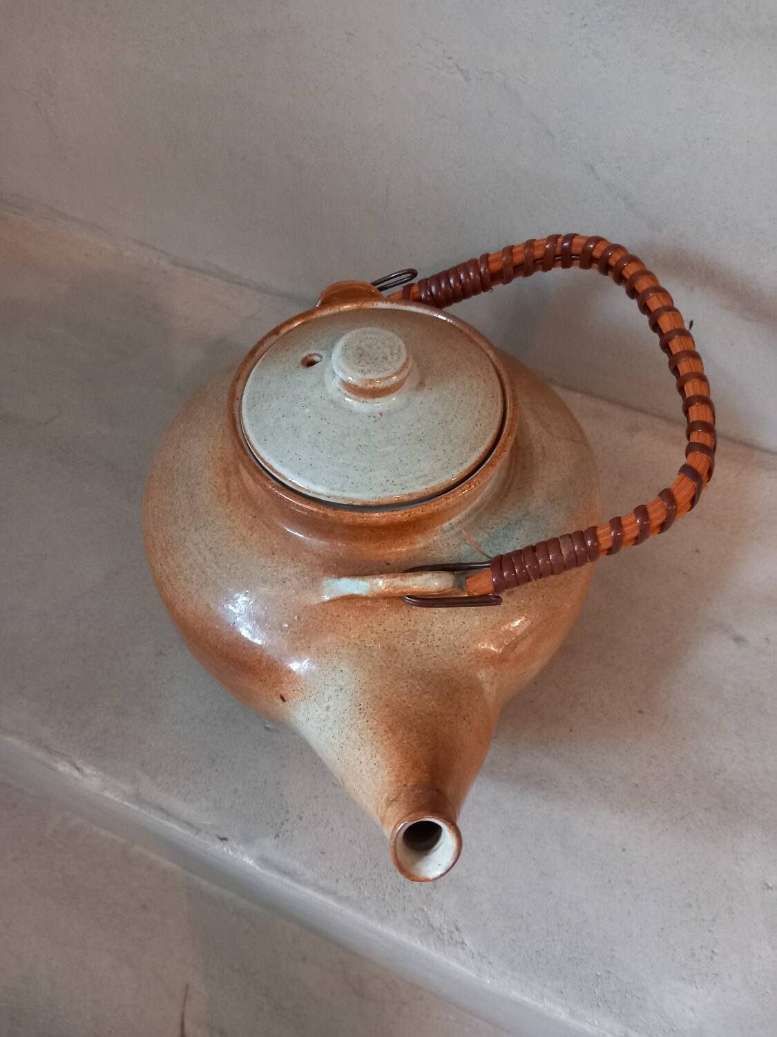 Glazed stoneware teapot