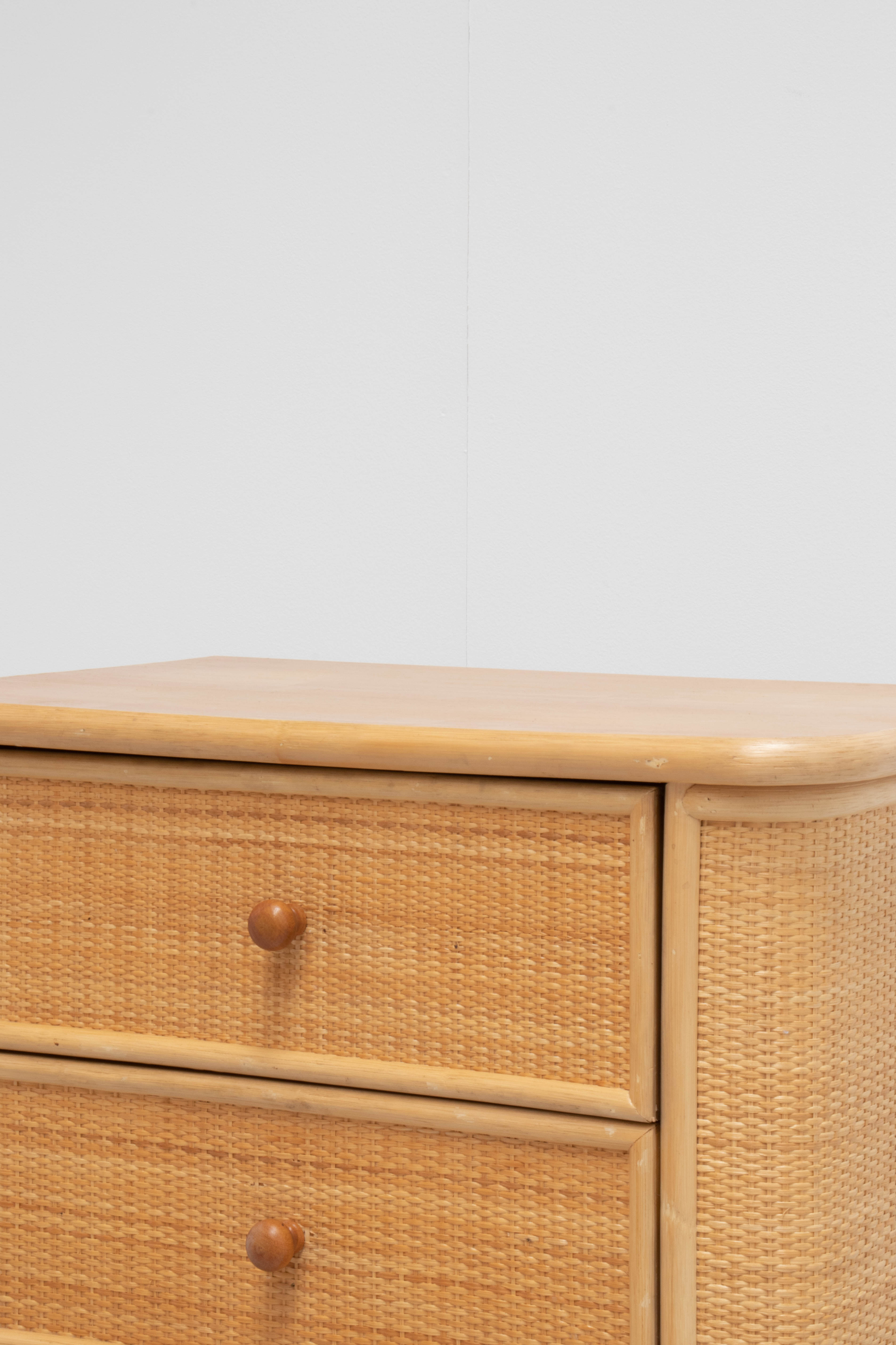 Vintage Bohemian Rattan Chest of drawers