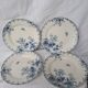 Vintage plates with blue cyclamen pattern, Gien porcelain