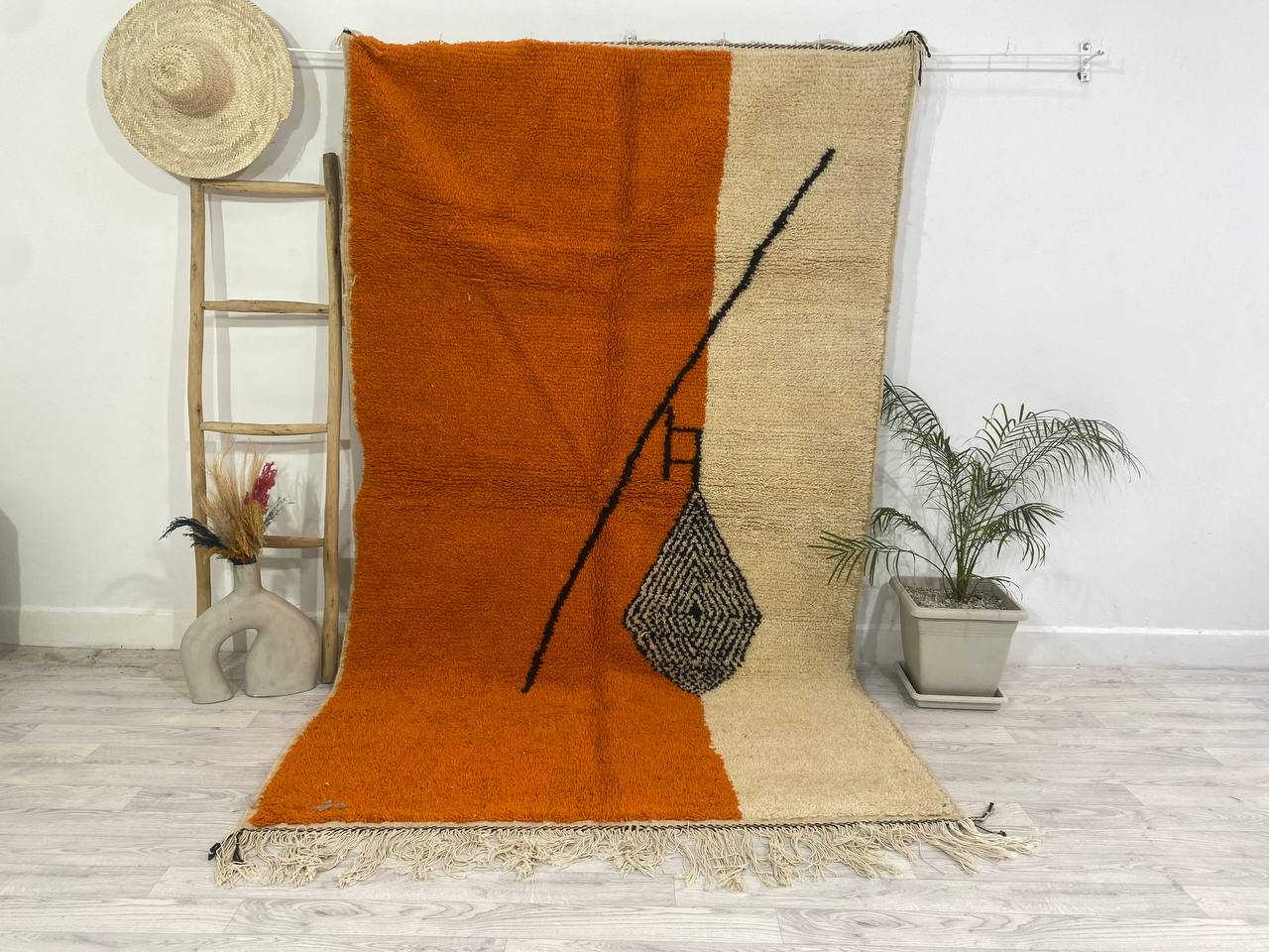 Handmade Moroccan Berber carpet 252 x 152 CM