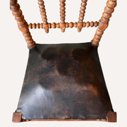 French bobbin chair with leather seat, ca 1850-1860