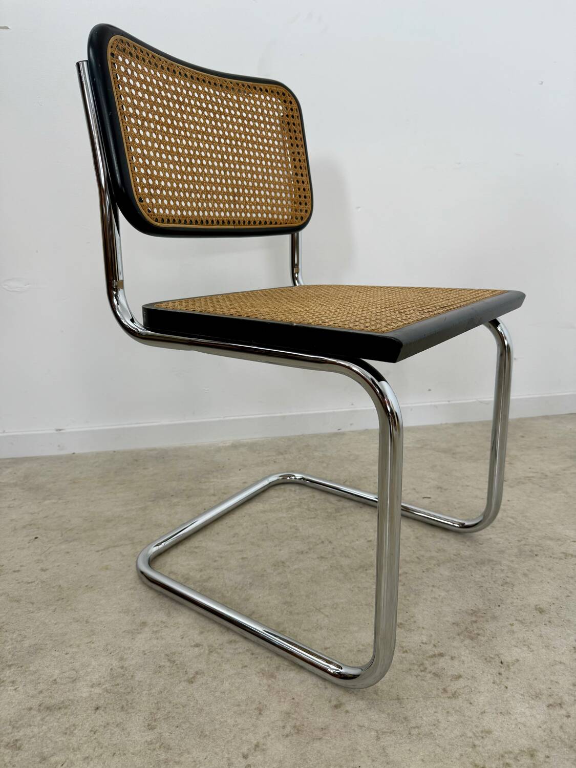 Old black caned chair Cesca B32 design Marcel Breuer 1970 Made in Italy vintage