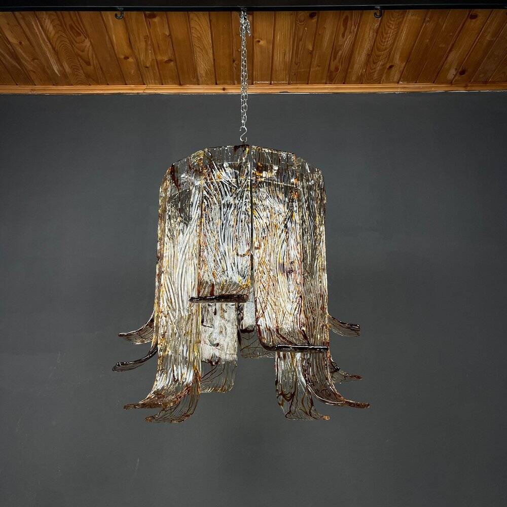 Grand vintage Murano glass chandelier by Av Mazzega, Italy, 1970s.