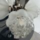 Vintage chandelier with 4 glass bubble globes and silvered metal.