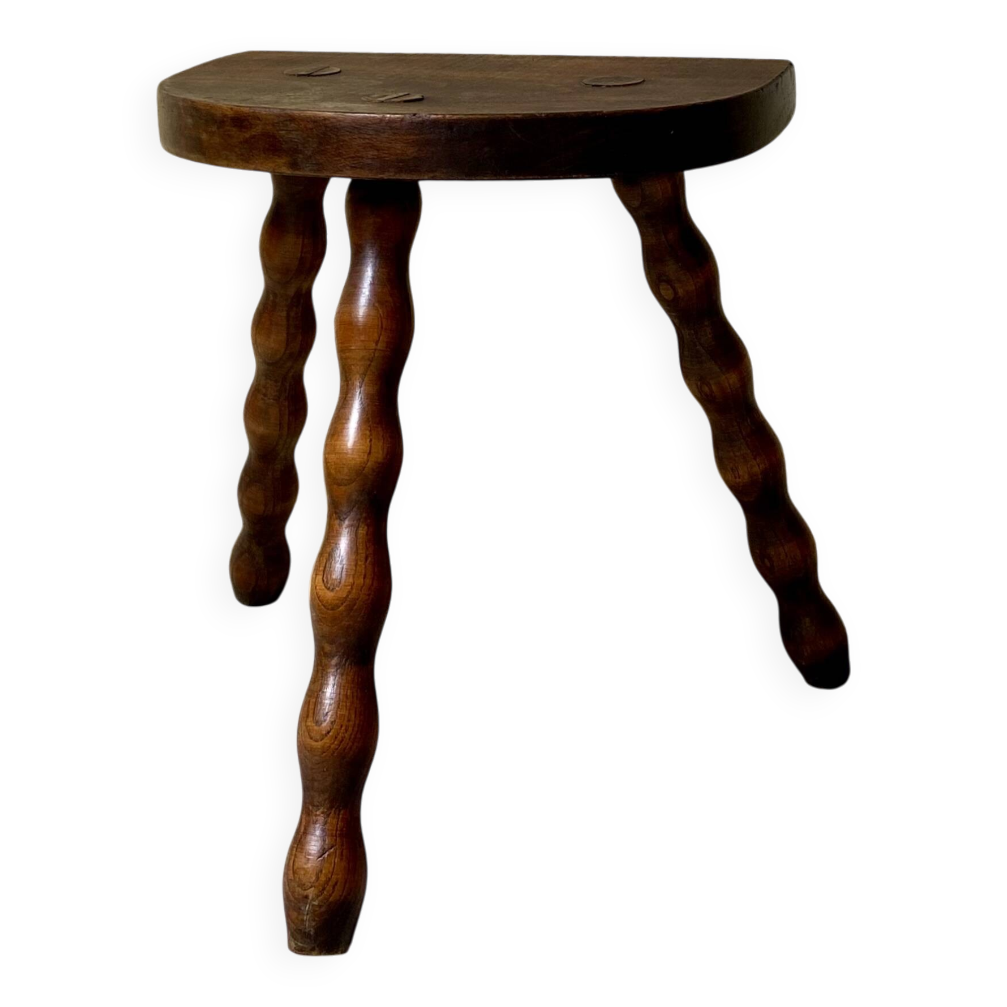 Turned wooden tripod stool