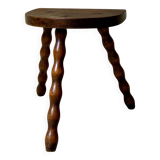 Turned wooden tripod stool