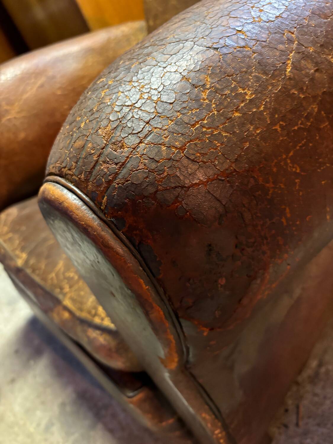 Old leather club chair