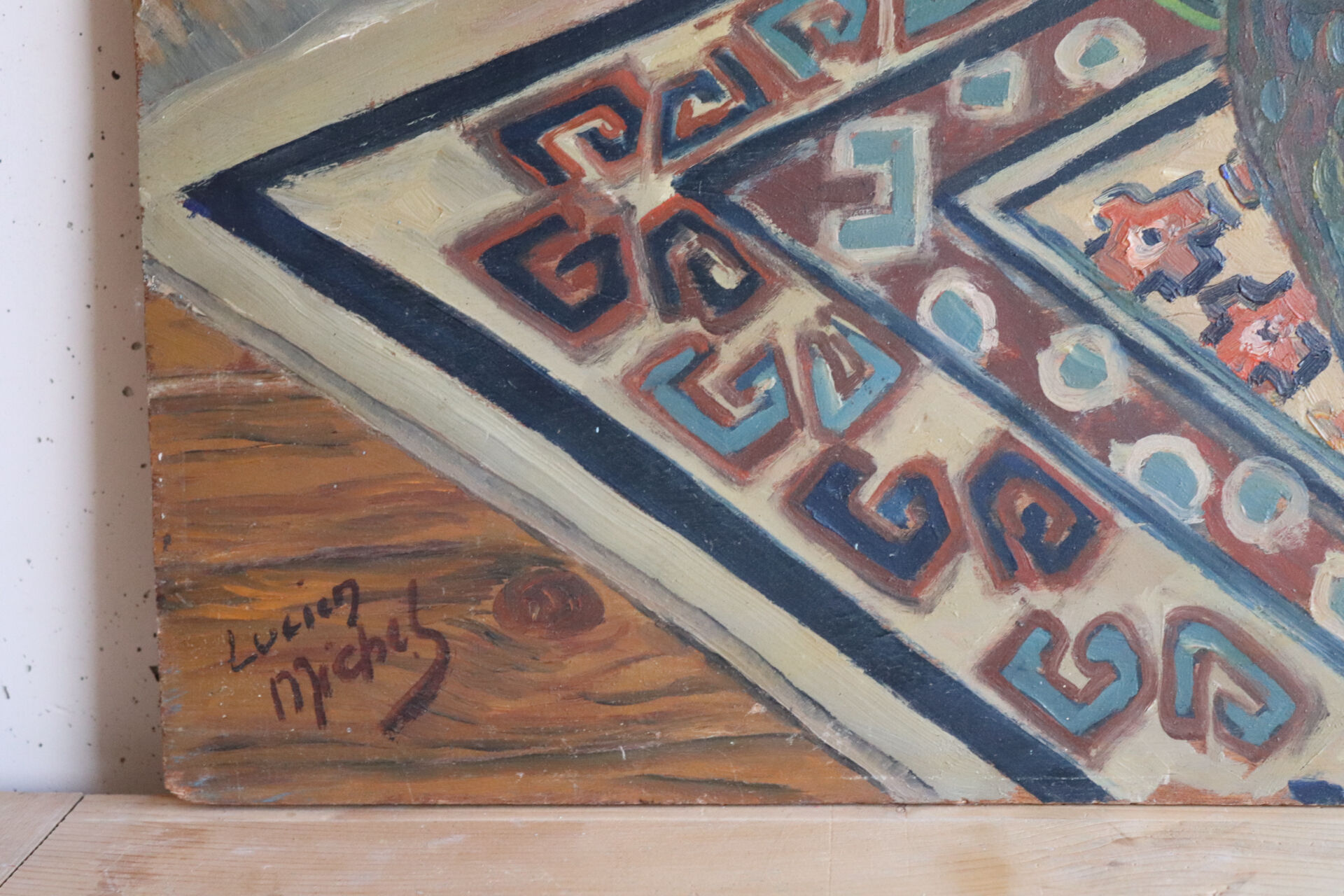 Oil on panel oriental still life