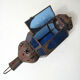 Lanterne orientale électrifiable verre bleu ciselé vintage 44cm