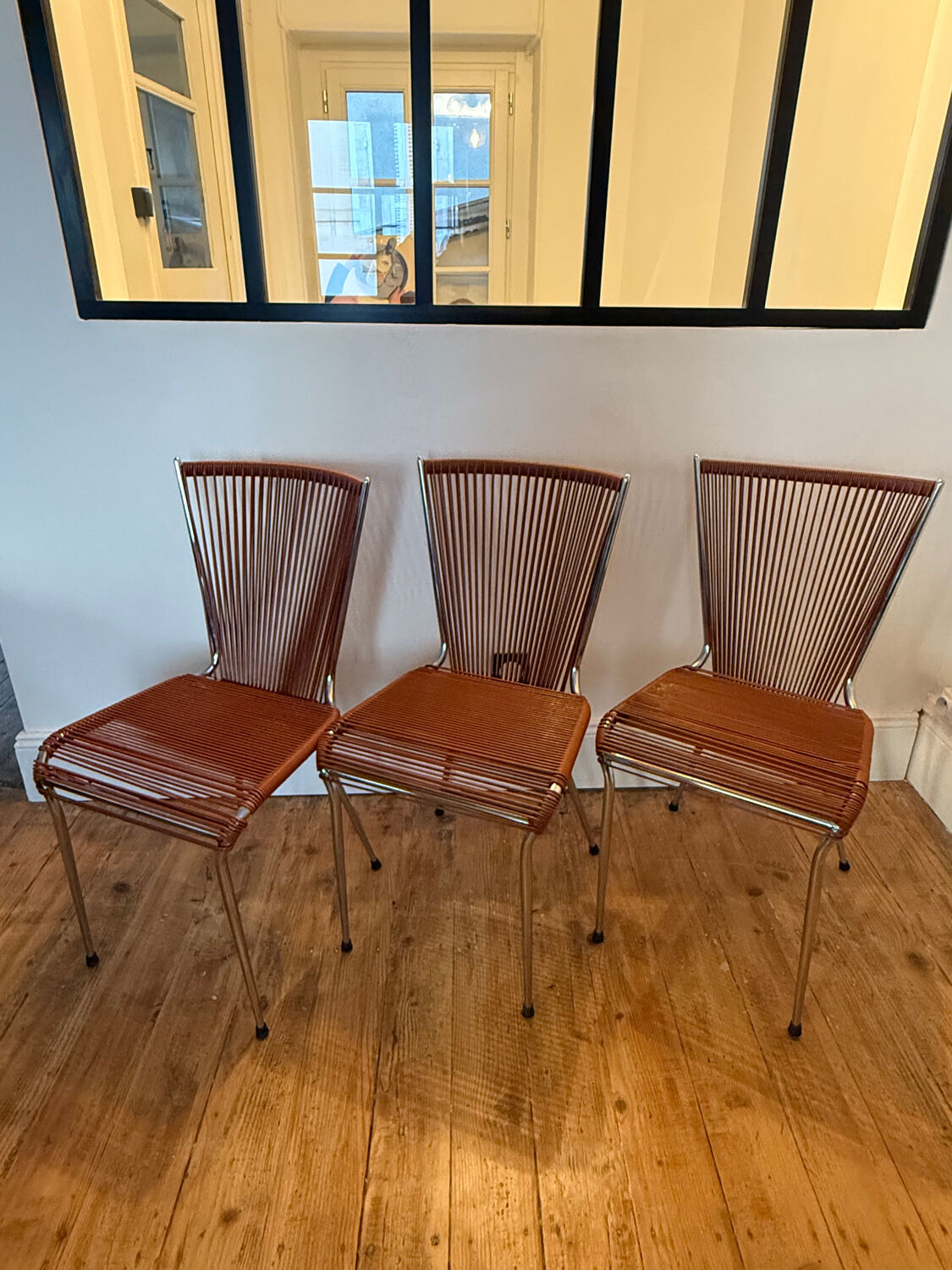 Three 1960s Scoubidou chairs