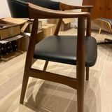 Danish office chair in teak and black vinyl, model 213